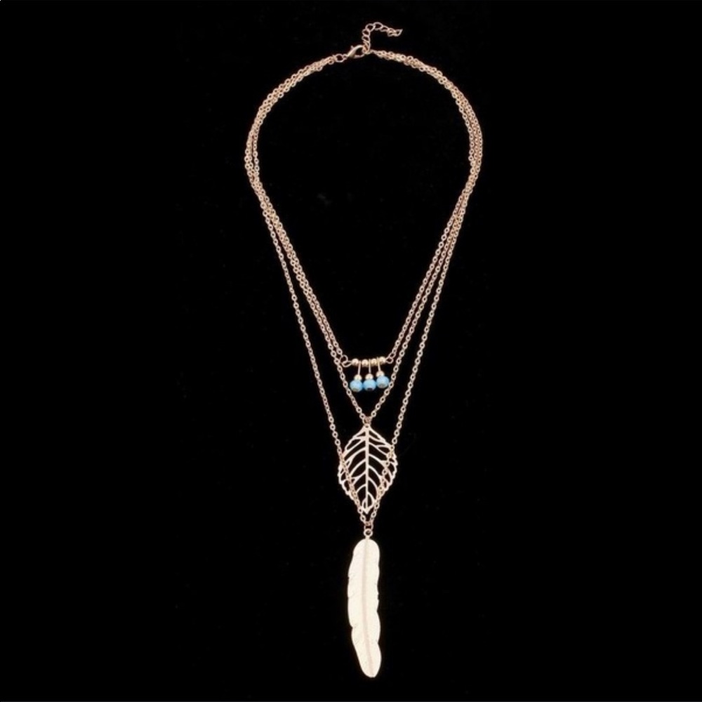 Layered Gold and Turquoise BOHO Necklace